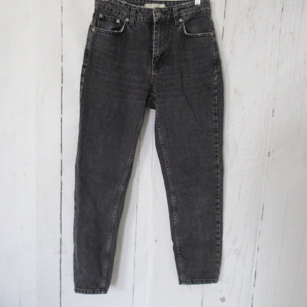 We The Free People Jeans 25 Faded Black Mom High Waisted Rise Y2K Rigid Denim